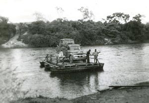 Jeep on barge