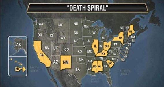 USA Death Spiral Map