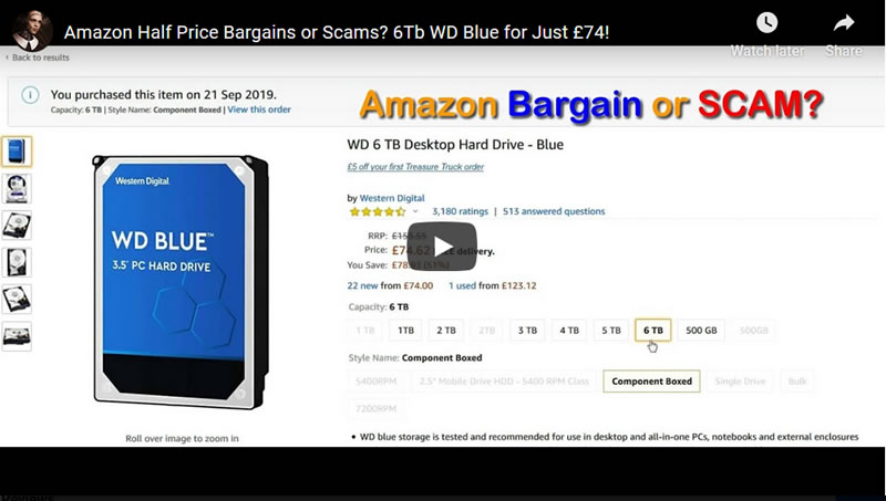 Amazon Half Price Bargains or Scams? 6Tb WD Blue for Just £74!