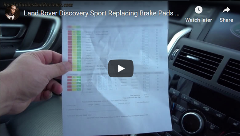 Land Rover Discovery Sport Replacing Brake Pads and Discs's, Dealer Check and Cost