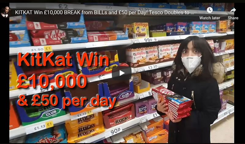 KITKAT Win £10,000 BREAK from BILLs and £50 per Day! Tesco Doubles to £100!